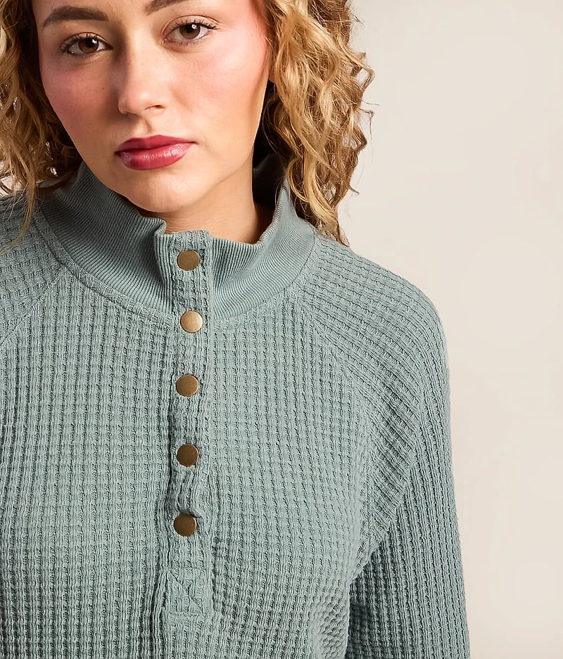 Waffle Knit Henley Pullover