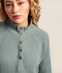 Waffle Knit Henley Pullover