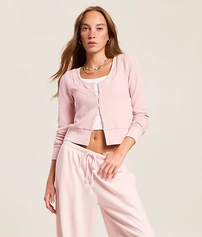 Waffle Knit Cardigan