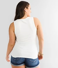 Ribbed High Neck Tank Top