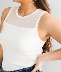 Ribbed High Neck Tank Top