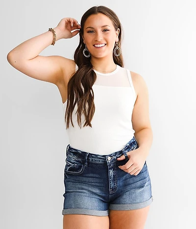 Ribbed High Neck Tank Top