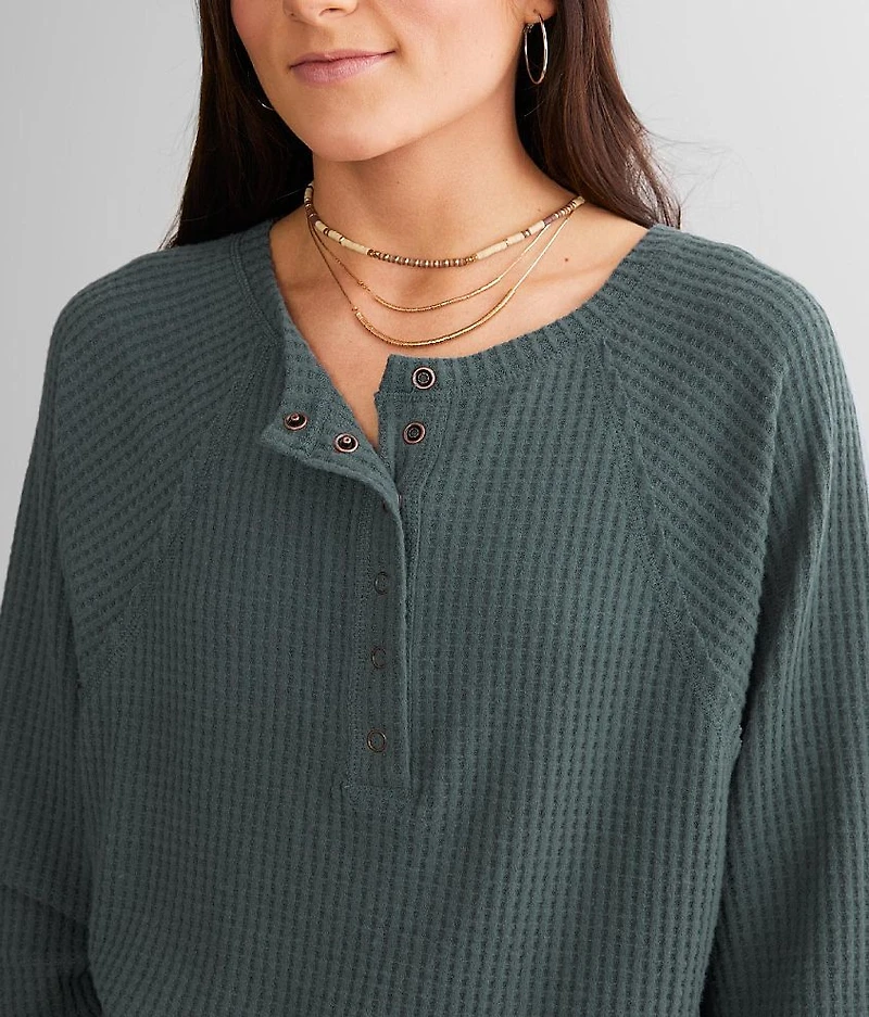 Waffle Knit Thermal Henley