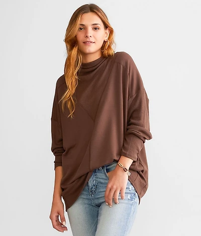 Pieced Rib Knit Top