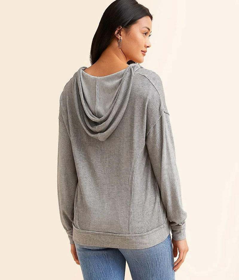 Raw Edge Hooded Henley
