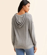 Raw Edge Hooded Henley
