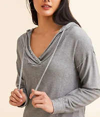 Raw Edge Hooded Henley