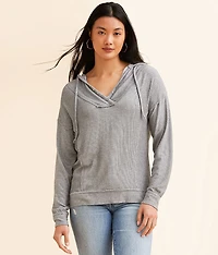 Raw Edge Hooded Henley