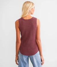 Ribbed Knit Henley Tank Top