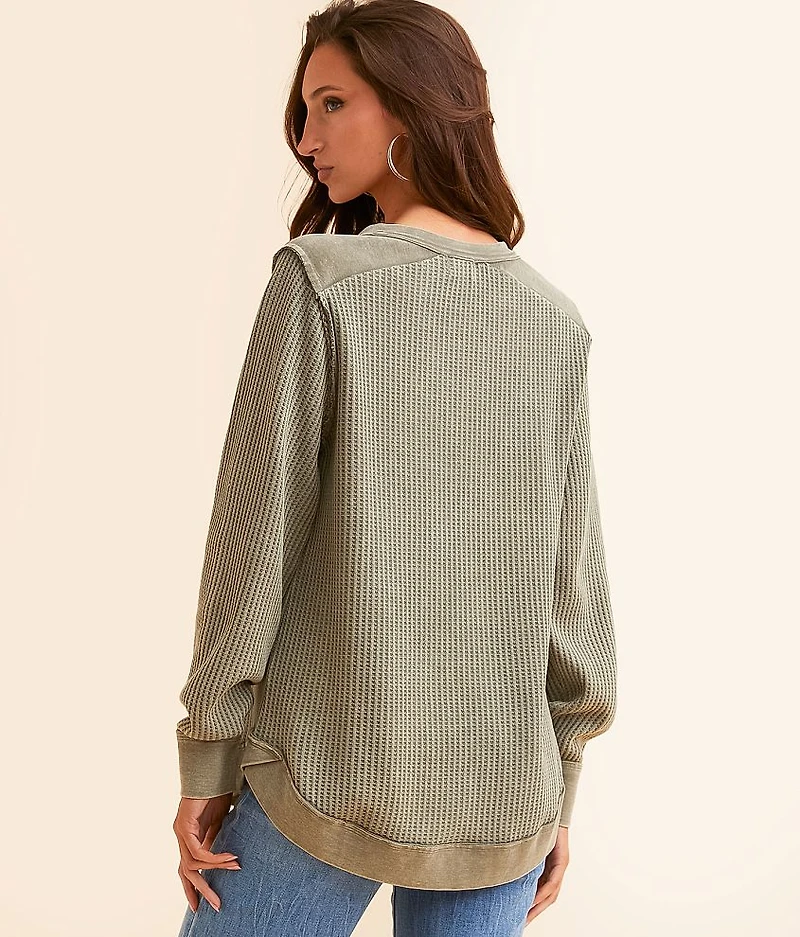 Washed Waffle Knit Top
