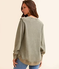 Washed Waffle Knit Top