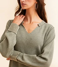 Washed Waffle Knit Top
