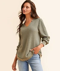 Washed Waffle Knit Top