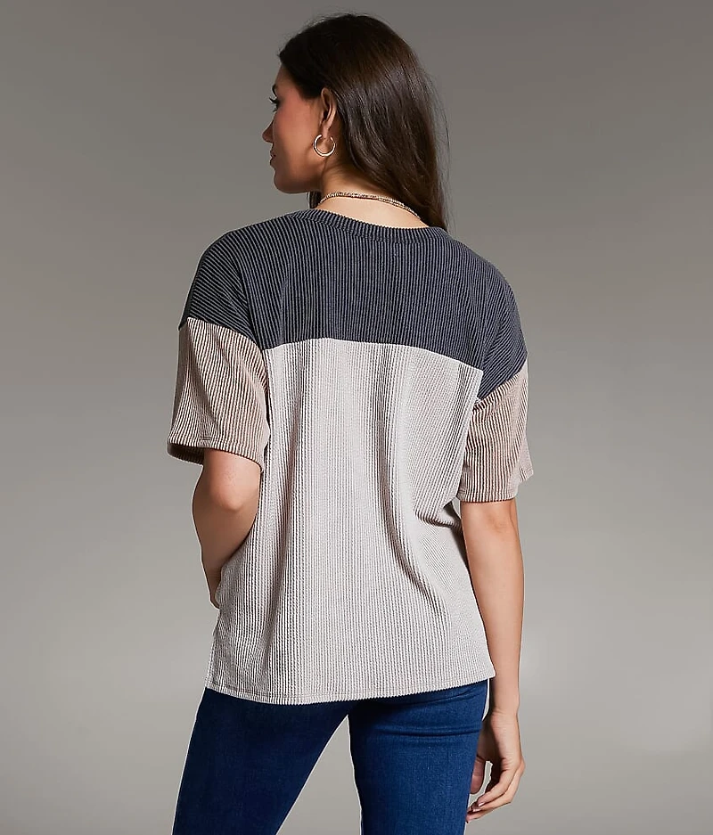 Color Block Textured Top