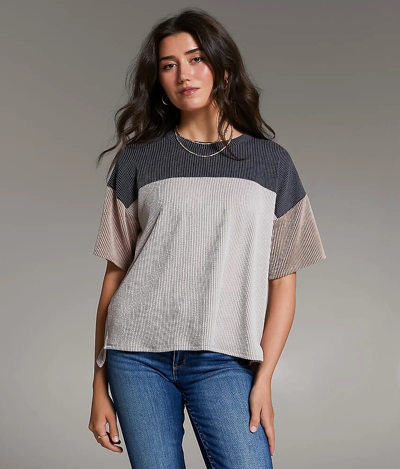 Color Block Textured Top