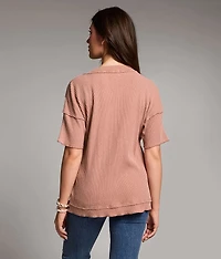 Raw Edge Ribbed Top