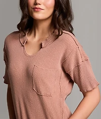 Raw Edge Ribbed Top