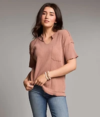Raw Edge Ribbed Top
