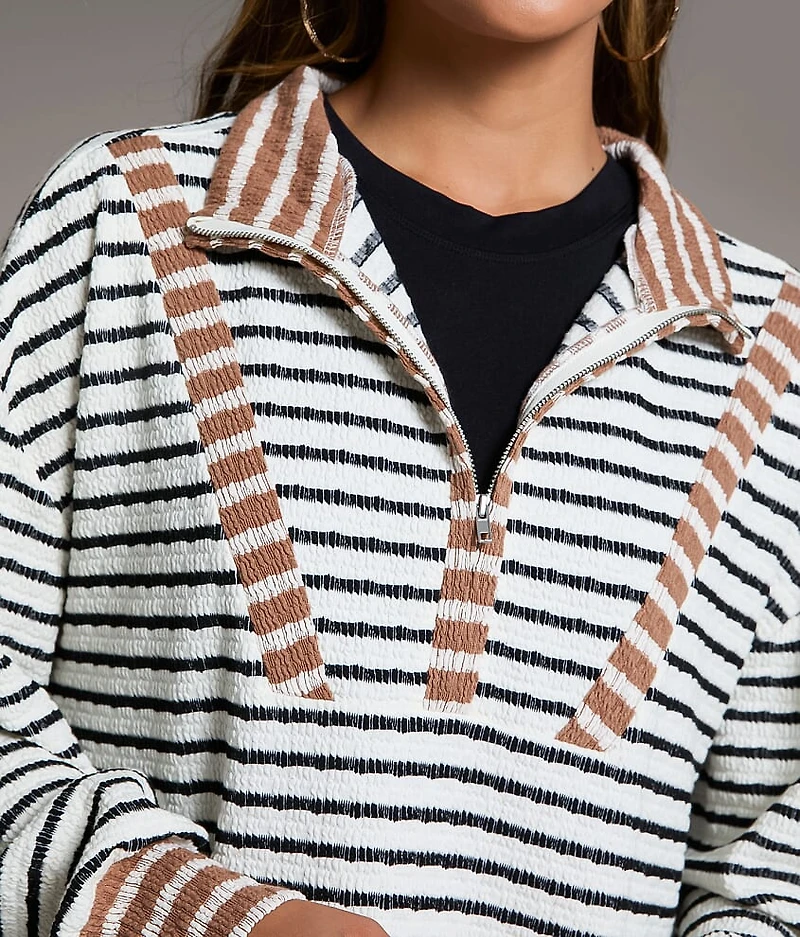 Striped Half Zip Pullover