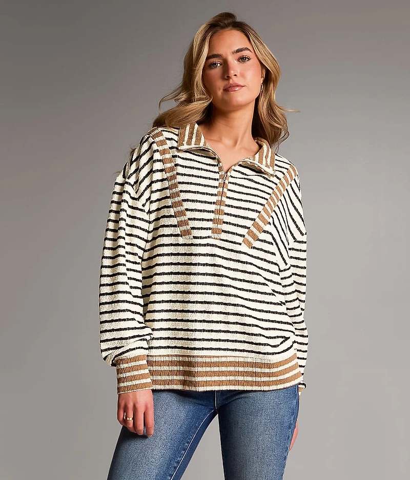 Striped Half Zip Pullover