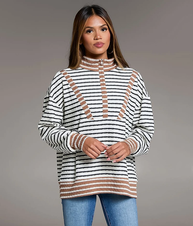 Striped Half Zip Pullover