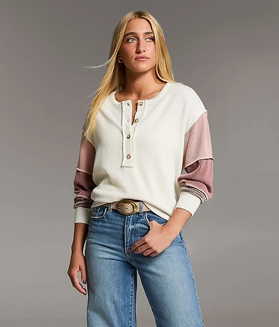 Textured Henley Top