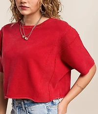 Washed Inset Cropped Pullover
