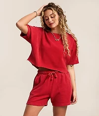 Washed Inset Cropped Pullover
