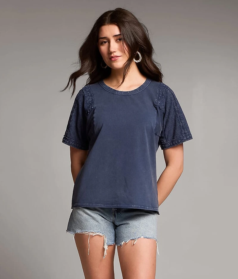 Embroidered Eyelet Top