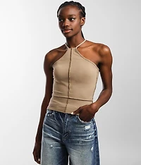 Strappy High Neck Tank Top