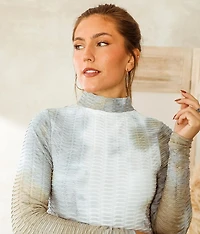 Textured Mock Neck Top