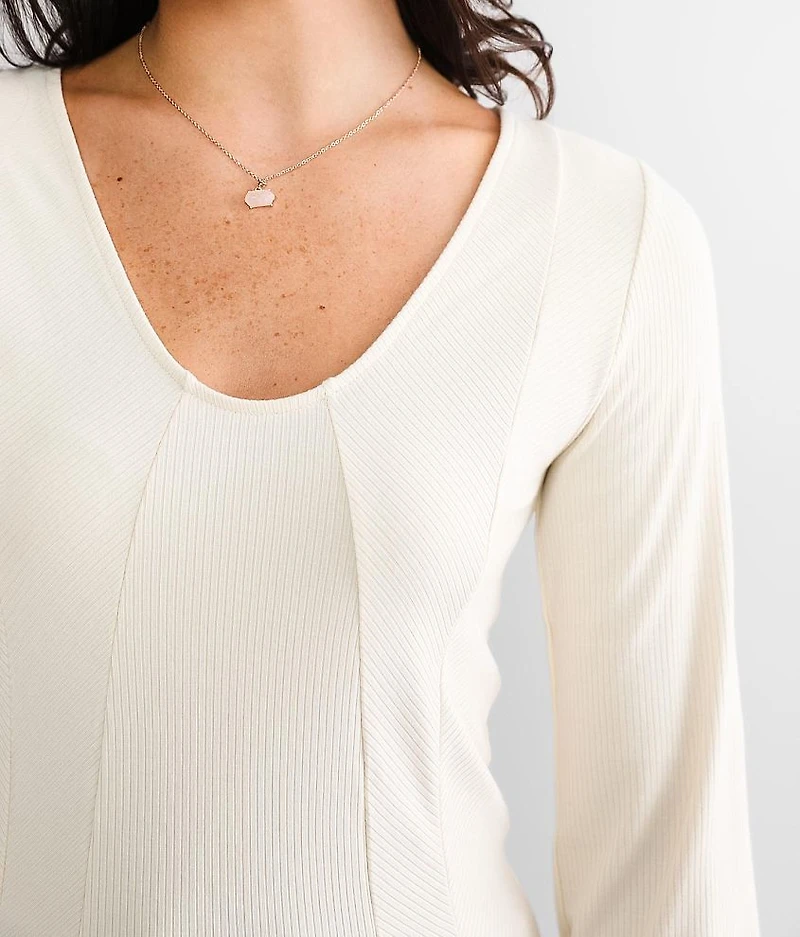 Pieced Rib Knit Top