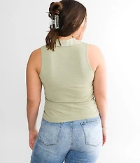 Cinch Tie Collared Tank Top