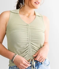 Cinch Tie Collared Tank Top