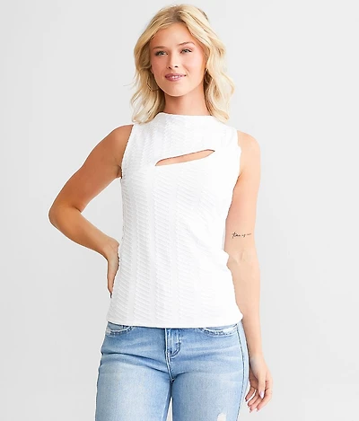 Textured Mock Neck Tank Top