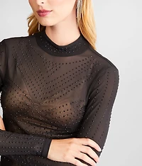 Rhinestone Mesh Top