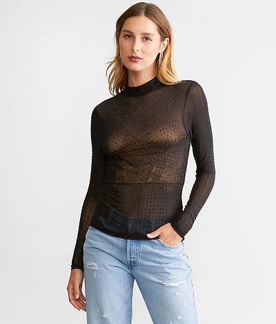 Rhinestone Mesh Top