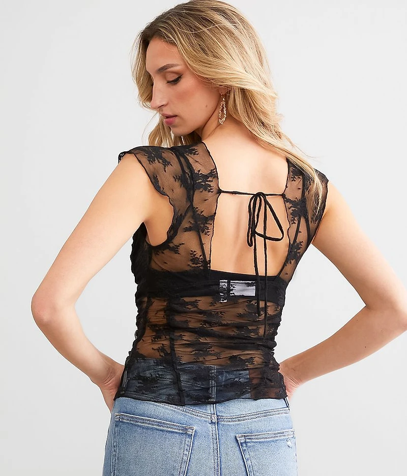 Sheer Floral Lace Top
