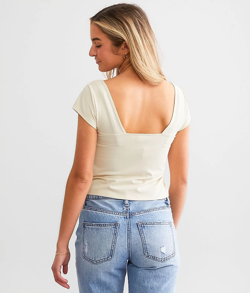Fitted V-Neck Cropped Top
