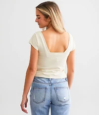 Fitted V-Neck Cropped Top