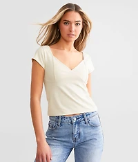 Fitted V-Neck Cropped Top