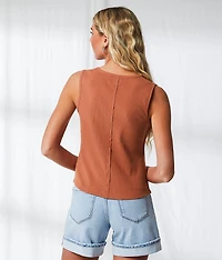 Resort Edit - Ribbed Henley Tank Top