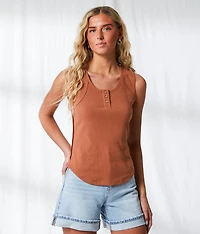 Resort Edit - Ribbed Henley Tank Top