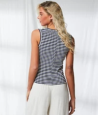 Resort Edit - Striped Henley Tank Top