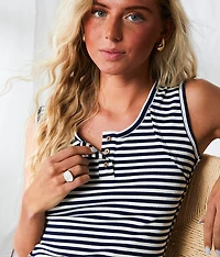 Resort Edit - Striped Henley Tank Top
