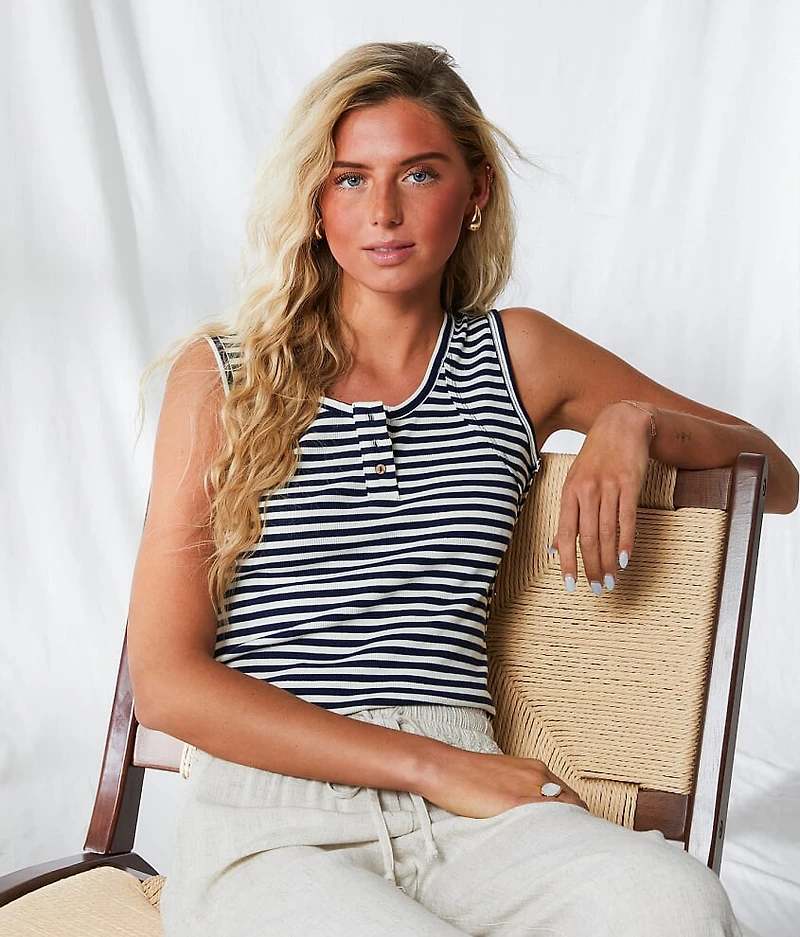 Resort Edit - Striped Henley Tank Top
