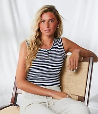 Resort Edit - Striped Henley Tank Top