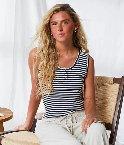 Resort Edit - Striped Henley Tank Top