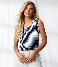 Resort Edit - Striped Henley Tank Top