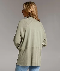 Ribbed Mock Neck Cardigan